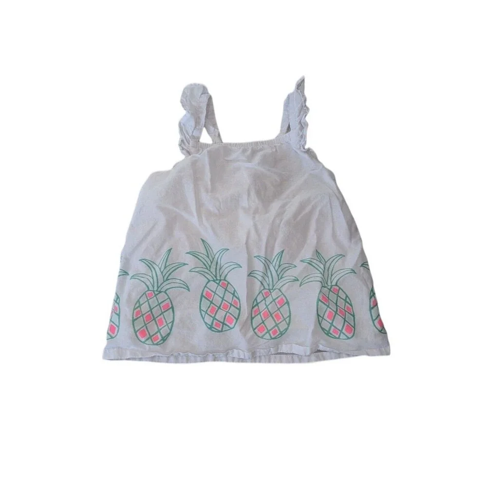 Gymboree Kids White Green Pink Pineapple Sleeveless Tank Shirt Cotton Girls 6